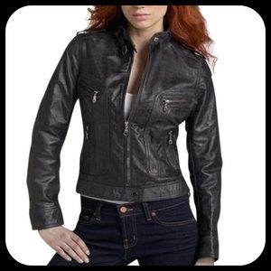 Kenna-T Black Leather Moto Jacket